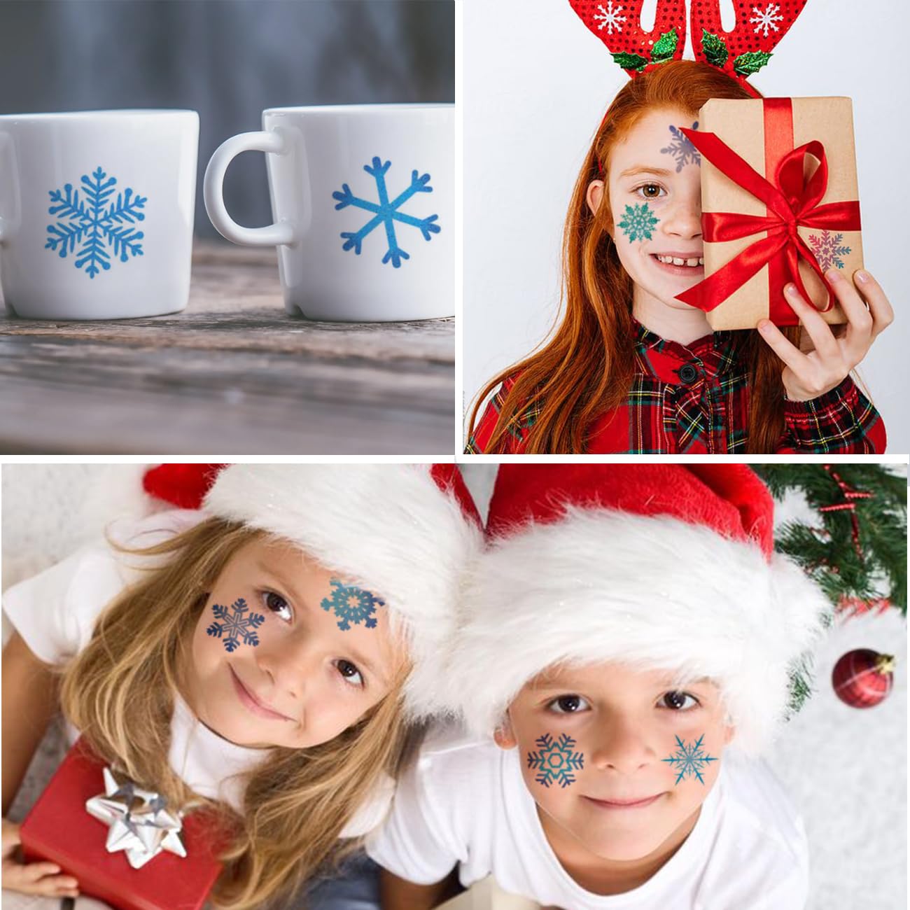 Glitter Snowflake Temporary Tattoos for Kids Party Supplies - 74 Individually Sheets Glitter Winter Snowflake Tattoos for Boys Girls Holiday Party Favors - Image 5