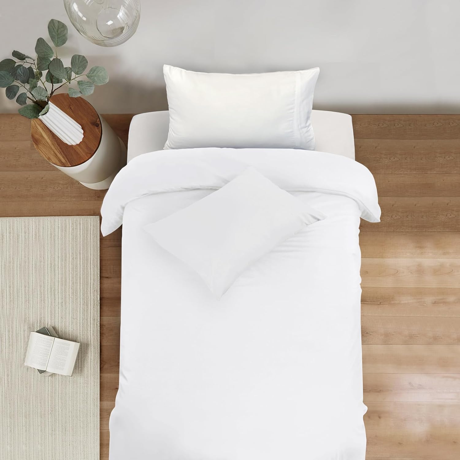 Mejoroom White Twin Duvet Cover Set - Soft and Breathable Twin Bedding with Zipper Closure, 2Pieces, 1 Duvet Cover (68x90) and 1 Pillow case(20x26) - Image 2