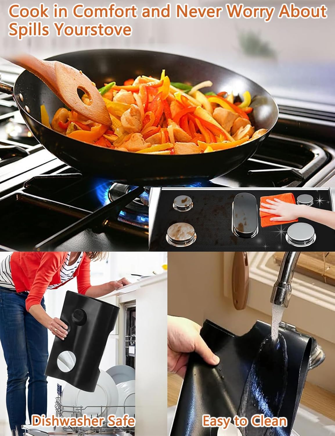 Stove Cover Gas Stove Top Burner Covers Protectors for Samsung Gas Range, Reusable Stove Mat Protector & Burner Liners, Non-Stick Washable Stove Guard to Keep Clean - Image 5