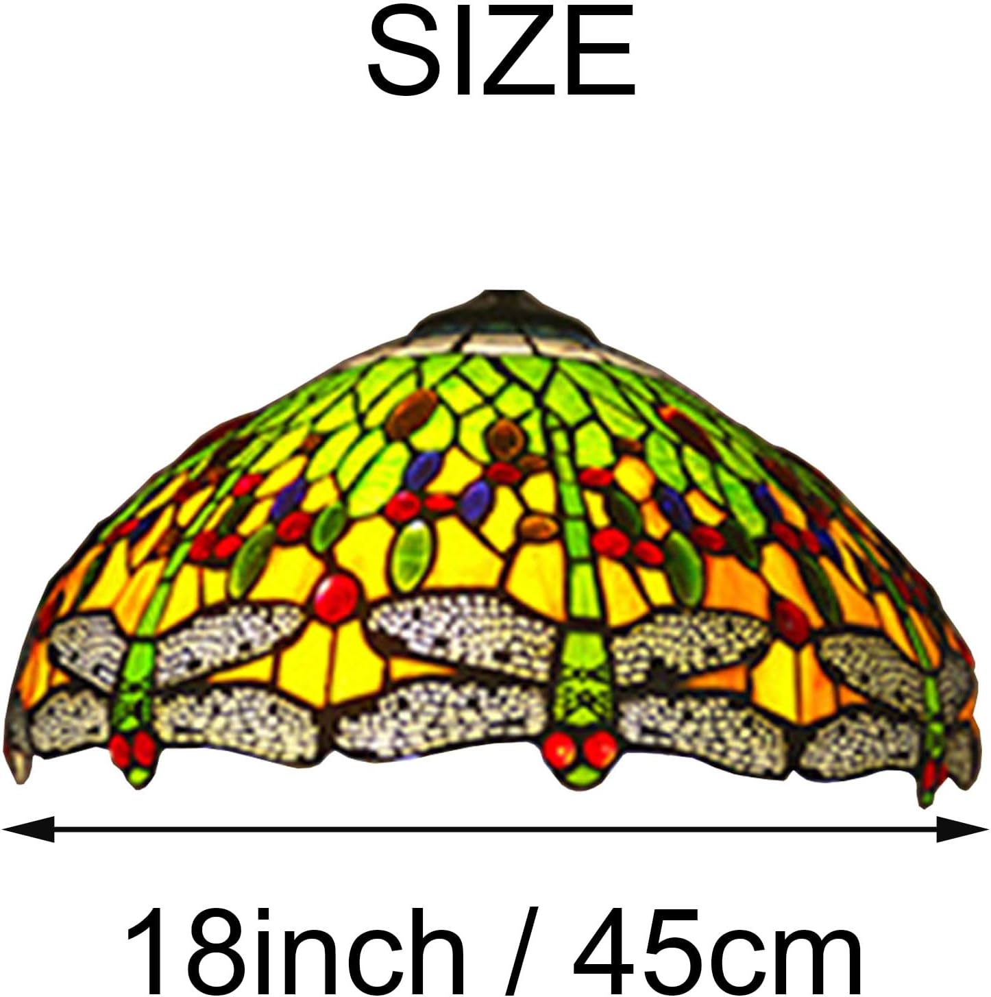 18 Inch Dragonfly Lamp Shade Replacement Only Tiffany Style Stained Glass Lampshades, Vintage Handmade Light Cover, Accessories for Table Lamp Pendant Light Floor Lamp,Green - Image 2