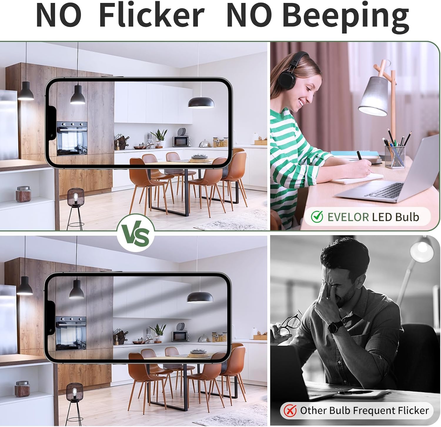 6-Pack A19 LED Light Bulbs,60 Watt Equivalent Daylight 5000K with E26 Base,Efficient 9W,800 Lumens Non-Dimmable LED Bulbs,15000 Hours, Ideal for Bedroom Living Room - Image 5