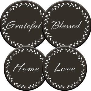 Stylish Burner Covers Set of 4 for Range Accessories, Gratitudes Chalkboard Metal Stove Burner Cover for Expanding Counter Space Stovetop Decor, Burner Covers for Electric Stove
