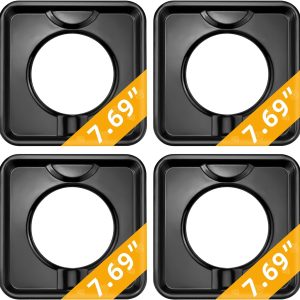 Reusable Black Drip Pans,Square Burner Covers BN24,SGP-400,Gas Burner Liner Covers,Gas Range Drip Pan Made of Porcelain-4packs by MIFLUS