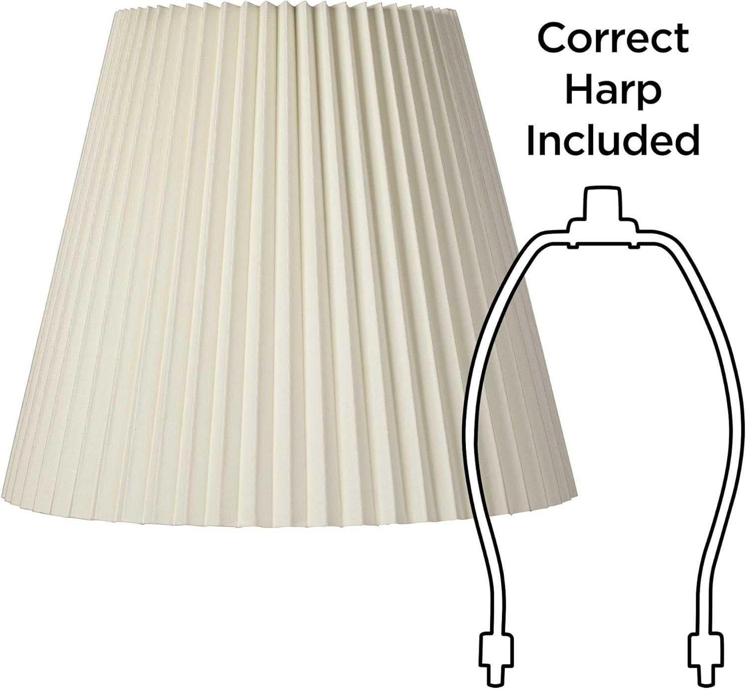 10" Top x 17" Bottom x 14 1/2" High x 14 3/4" Slant Lamp Shade Replacement Large Ivory White Bell Round Traditional Pleated Spider Harp Finial - Springcrest - Image 6