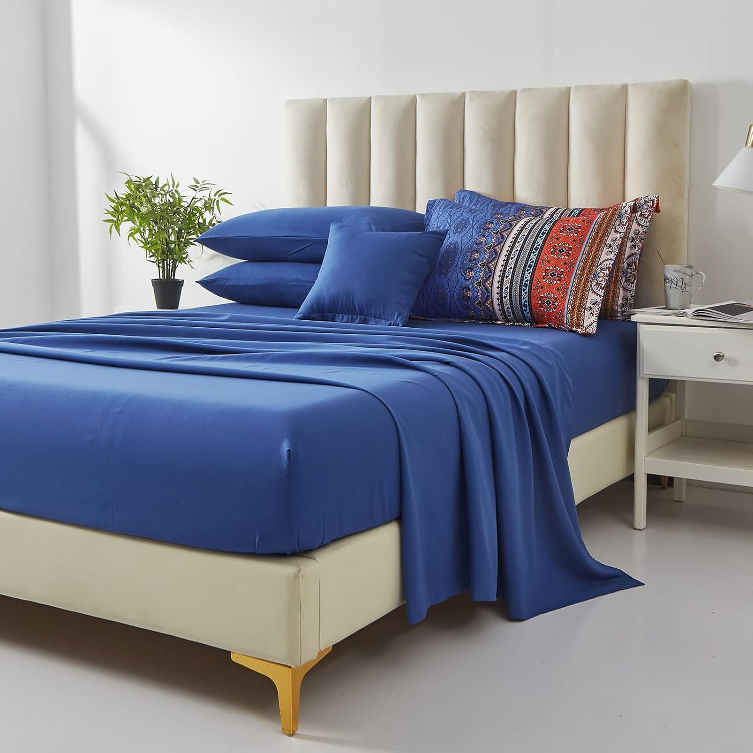 Cottolester Boho Comforter Set King Size 8 Piece Bed in a Bag Burnt Orange Paisley Fall Comforter and Sheet Set Bohemian Striped Bedding Set,Soft Microfiber Complete Bedding Set - Image 5