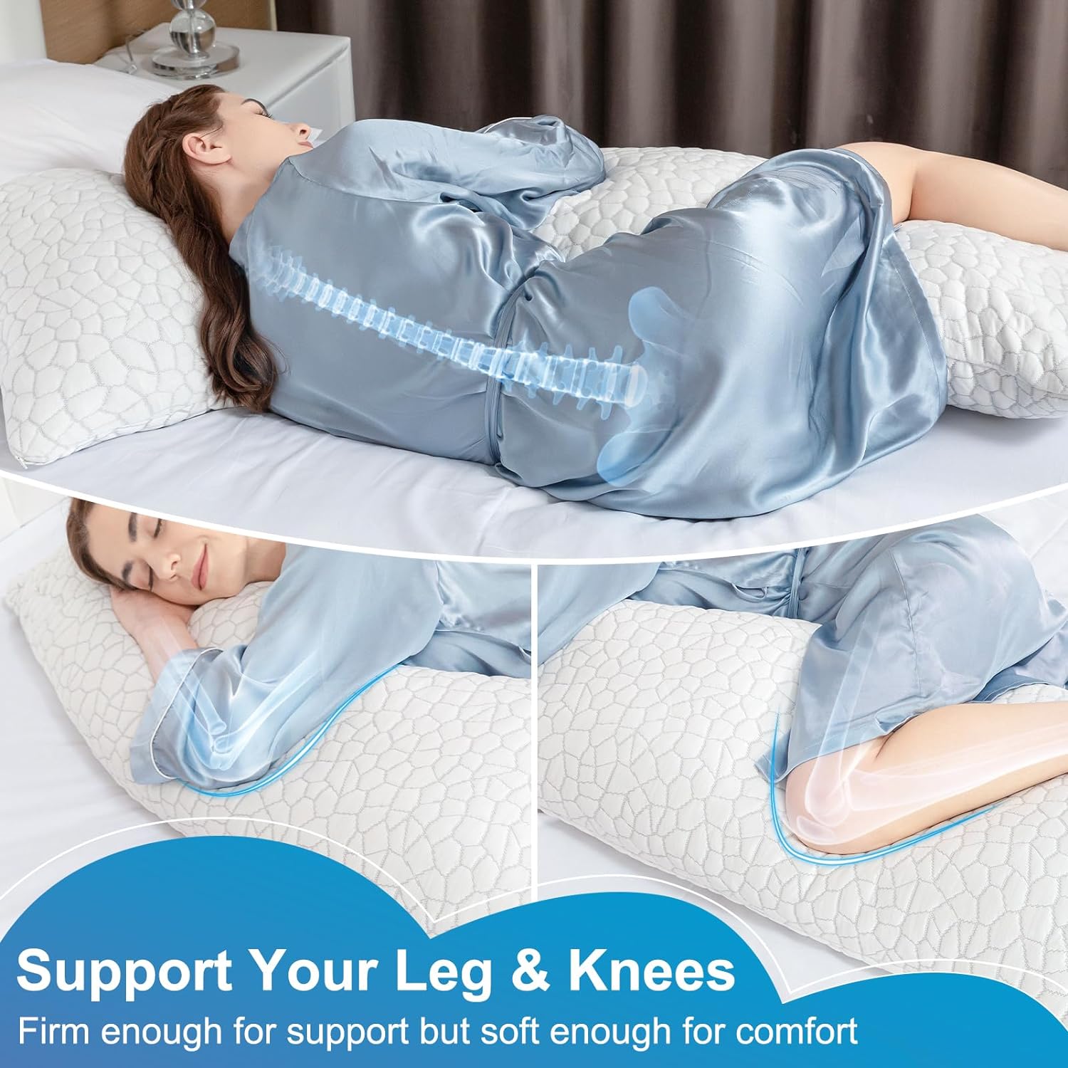 SUPA MODERN Cooling Bed Pillows for Sleeping 1 Pack Shredded Memory Foam Pillows Adjustable Cool Pillow for Side Back Stomach Sleepers Luxury Gel Pillows Body Pillow with Washable Removable Cover - Image 6