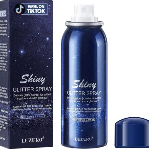Lezero Body Glitter Spray, Temporary Shiny Hairspray for Face, Hair, Clothing, Long Lasting Quick-Drying Shimmer Mist for St. Patrick's Day, Music Festival Rave, Nightclub Party, Prom, 2oz