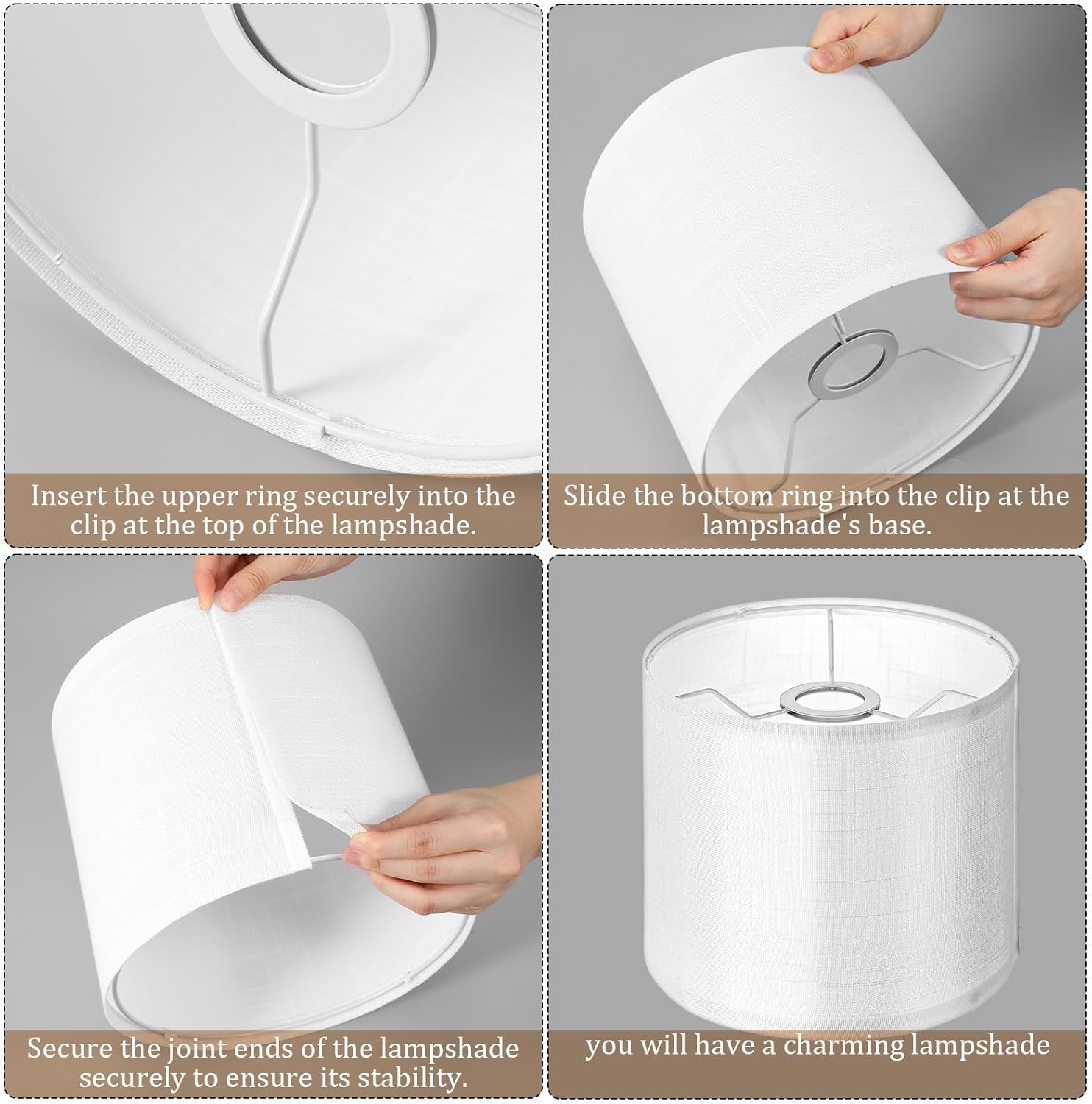 2PCS Table Lamp Shades, Drum Lamp Shades 8.66" Top X 8.66" Bottom X 7.87" High Lamps Shade Handcrafted Chandelier Shade for Table and Floor Lamps, Pendant Light, Easy Assembly - Image 3