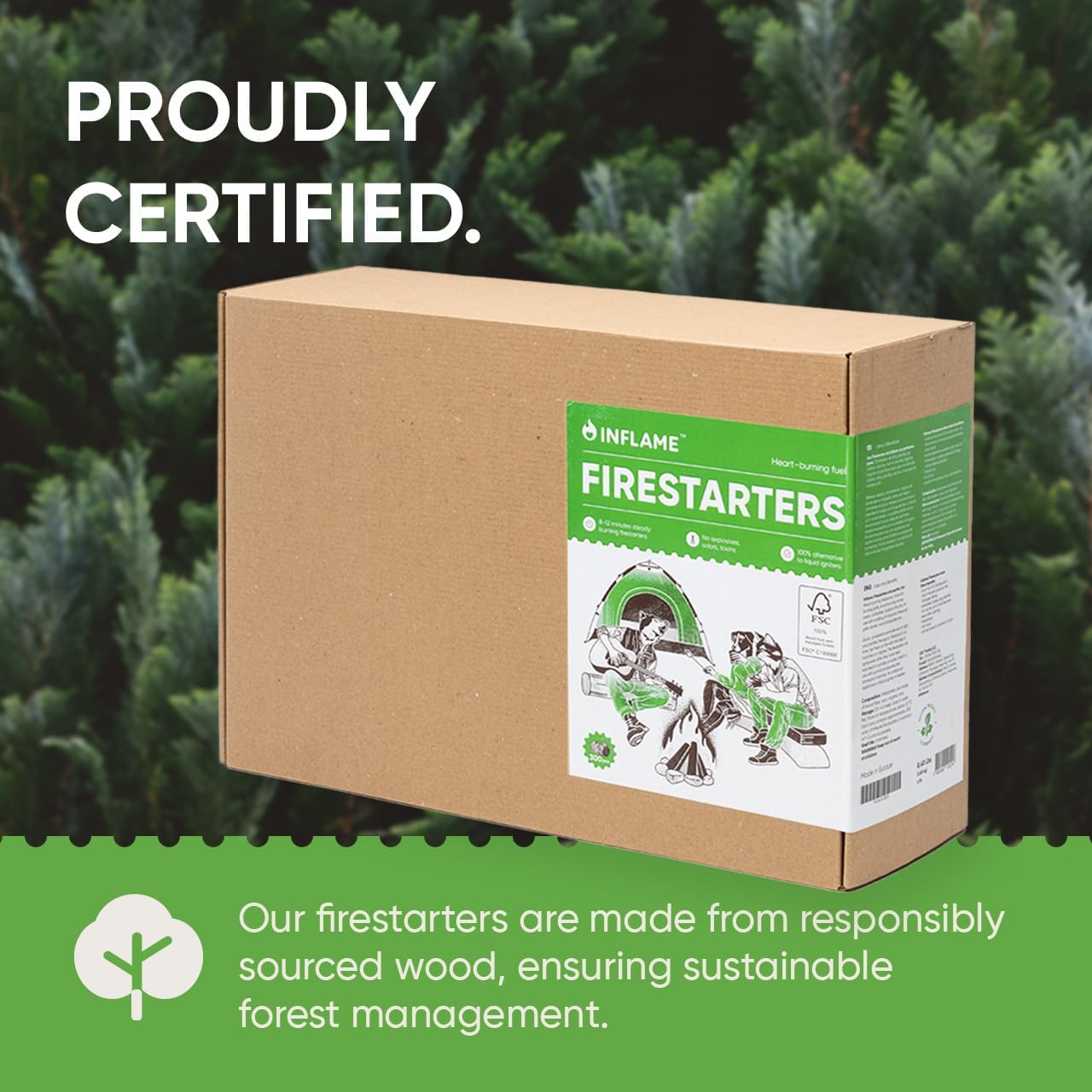 Inflame Fire Starters 300 pcs Fire Starters for Campfires, Grill, BBQ, Fireplace, Woodstove - Charcoal Starter - Waterproof, Weather-Resistant - Natural Wood Fireplace Starters - Image 5