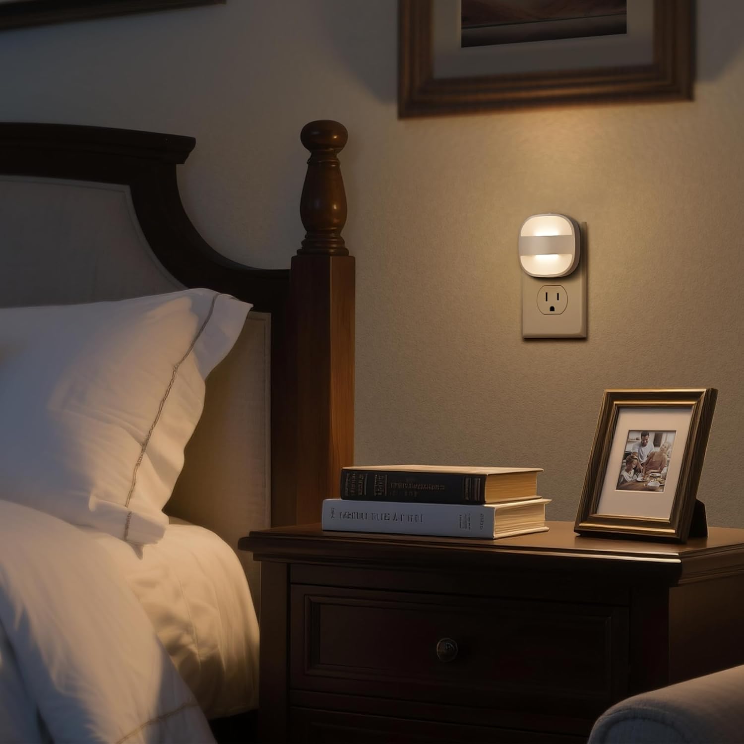 DORESshop Led Night Lights Plug Into Wall, 4 Packs Plug in Night Light Portable Dimmable Mini with Dusk to Dawn Sensor, 3000K Foldable Plug Nightlight Adjustable Brightness for Bedroom, Stairs,Hallway - Image 6