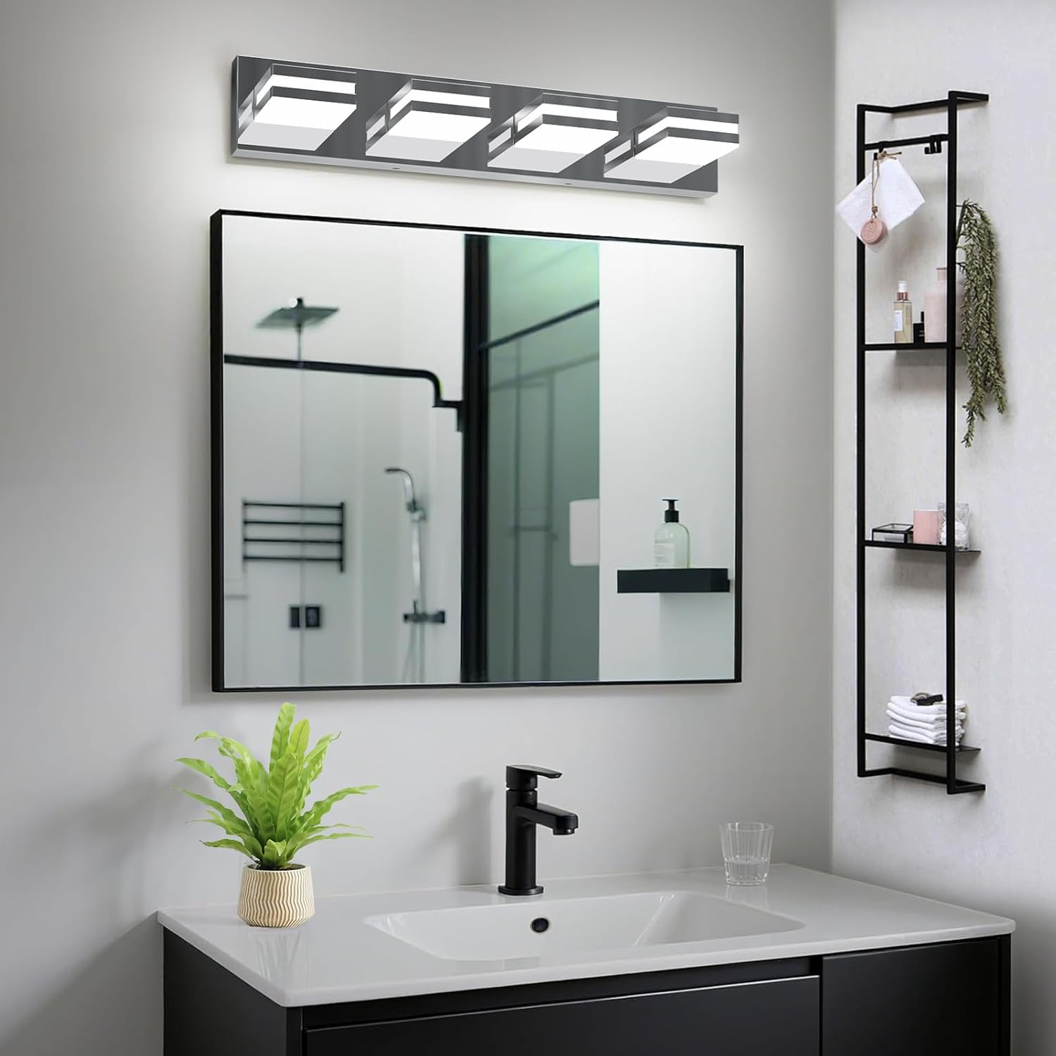 IZORRO LED Modern Bathroom Lights Fixtures(4-Light,Dimmable),Chrome Acrylic Wall Lighting,Vanity Lights for Bathroom Over Mirror - 6000k 24In (No Assembly Required) - Image 7