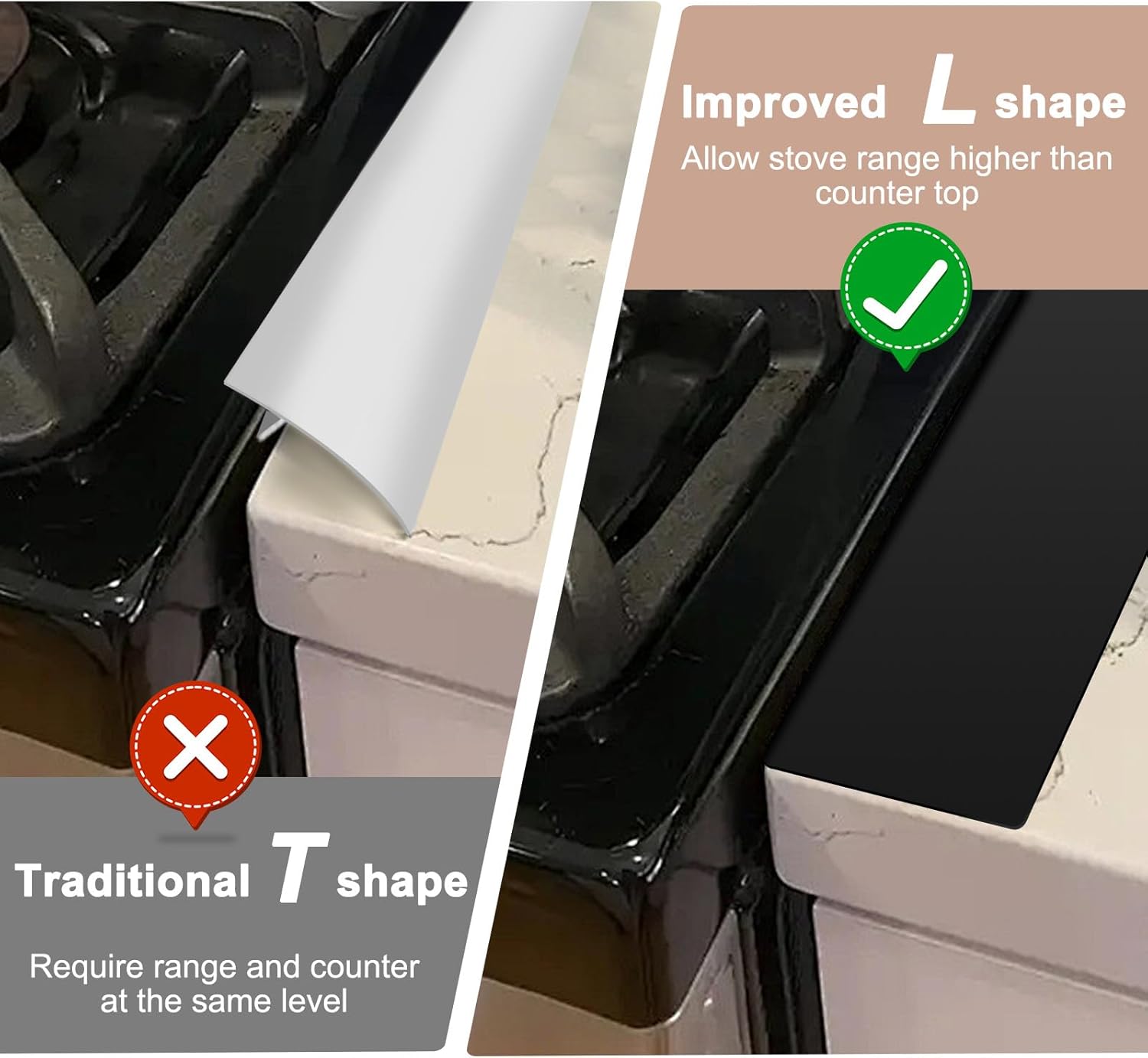 Stainless Steel Stove Gap Covers, Stove Gap Filler, Oven Gap Filler, Range Trim Kit in Kitchen, JessWednes 2 Pcs Extendable Stove Gap Guard 13.8'' to 27.5'', Heat Resistant and Easy to Clean (BLACK) - Image 4