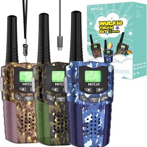 Rechargeable Kids Camouflage Walkie Talkies 3 Pack Long Range, 48H Work 7D Standby, LED Flashlight,Outdoor Camping Games Toys Gifts for 3-12 Year Old,Ideal Birthday for Boys & Girls