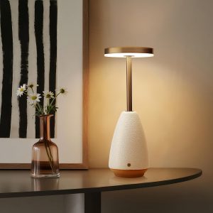 RONDURE 11.0" Ceramic Cordless Table Lamp, Portable Rechargeable Table lamp, Touch Dimmable Warm Ambient Lighting for Living Room, Bedroom, Dining Room, Fast Charging & Long Lasting