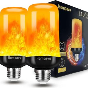 Hompavo 【Upgraded】 LED Flame Light Bulbs, 4 Modes Flickering Light Bulbs with Upside Down Effect, E26/E27 Flame Bulb for Halloween Christmas Party Patio Porch Home Indoor & Outdoor Decorations - 2
