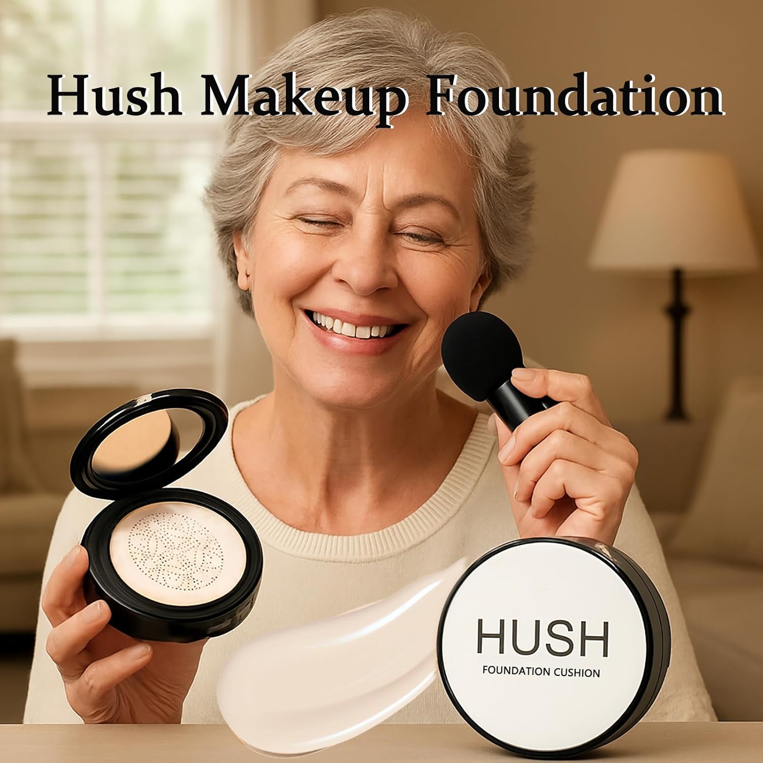Foundation for Older Women | Ivory - for Fair Skin with Pink or Neutral Undertones | Mushroom Head Air Cushion CC Cream - BB Cream Foundation Makeup Moisturizing Concealer Long-Lasting Full Coverage - Image 2