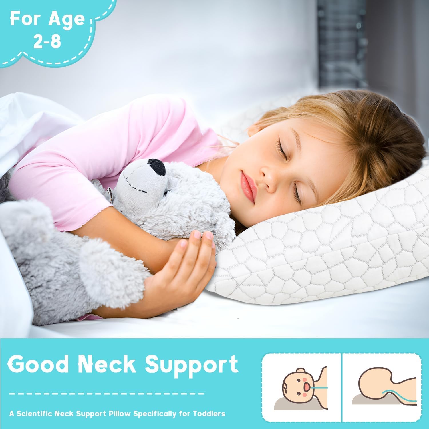 SUPA MODERN Cooling Bed Pillows for Sleeping 1 Pack Shredded Memory Foam Pillows Adjustable Cool Pillow for Side Back Stomach Sleepers Luxury Gel Pillows Toddler Pillow with Washable Removable Cover - Image 2