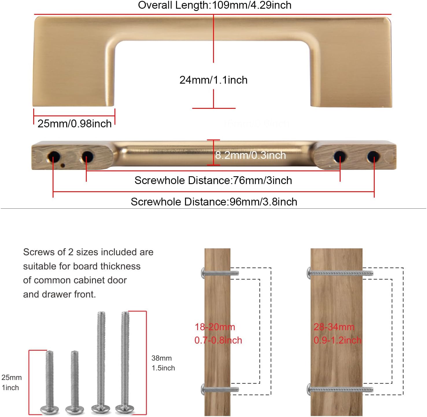 TUNNY 10 Pack Classic Cabinet Handles-3"/76mm Screw Spacing Champagne Bronze Furniture Hardware Handles for Kitchen Cabinets Bedroom Cabinet Pull - Image 2