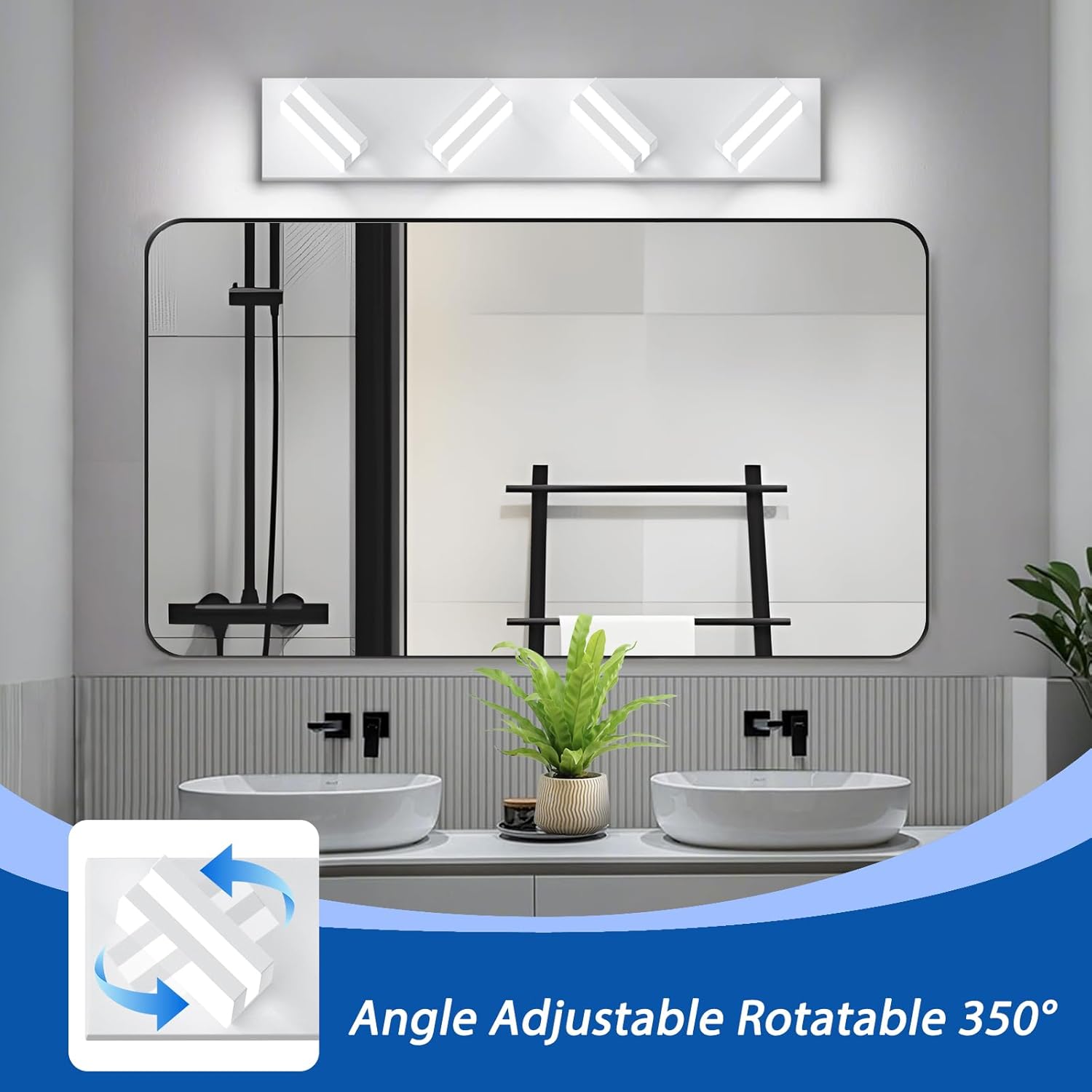 IZORRO LED Modern Bathroom Lights Fixtures(4-Light,Dimmable),Matte White Acrylic Wall Lighting,Vanity Lights for Bathroom Over Mirror - 6000k 24In (No Assembly Required) - Image 2