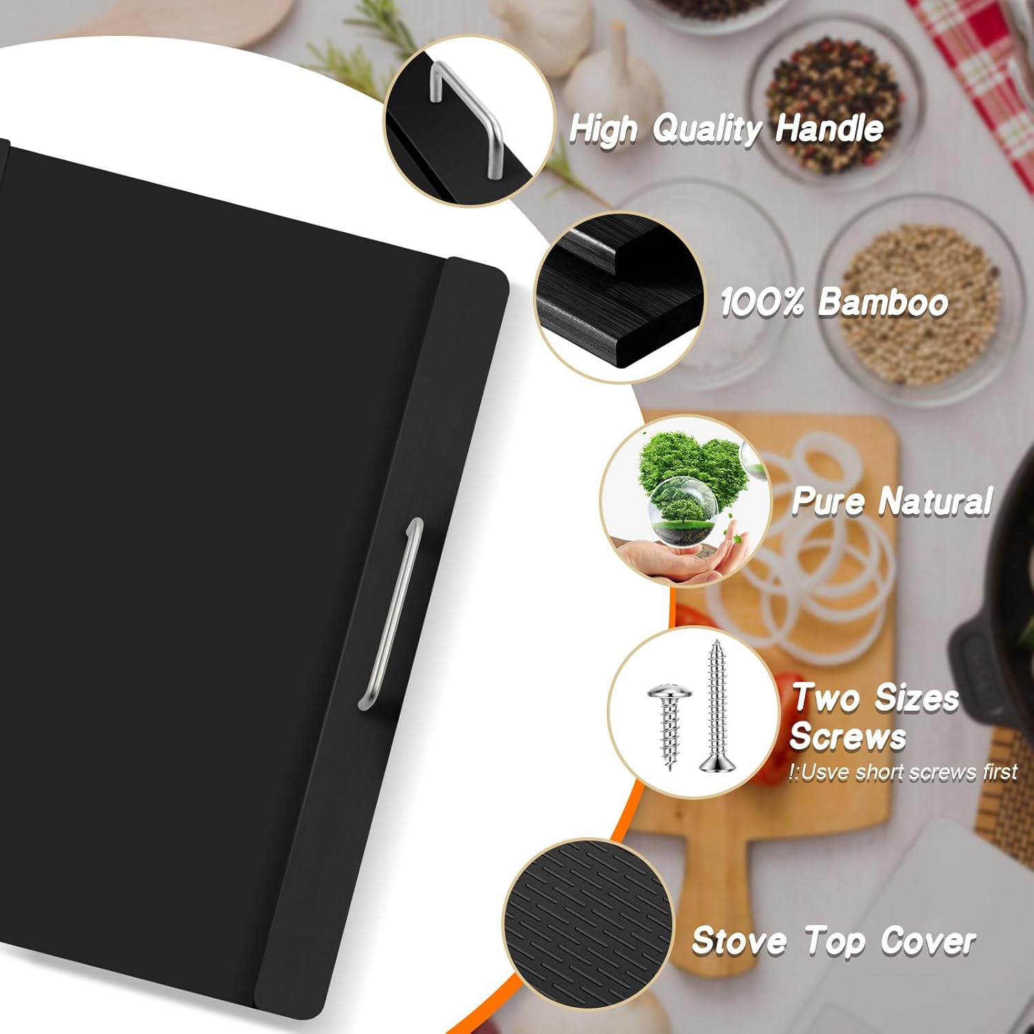 Stove Top Covers with Silicone Mat for Electric Stove,Stove Top Covers for Gas Burners,Folding Noodle Board Stove Cover,RV Stove Top Cover,Over Sink Cutting Board(30×22inch)-(Mat 28×20inch) Set-Black - Image 5