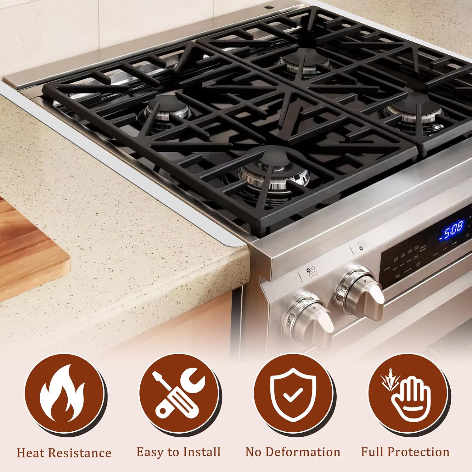 Stainless Steel Stove & Counter Top Gap Covers Adjustable Length 13.8"-27.6”Oven Side Filler Kit Between, Heat Resistant Slide-in Range Trim Guard for Seamless Kitchen Accessories (Silver) - Image 7