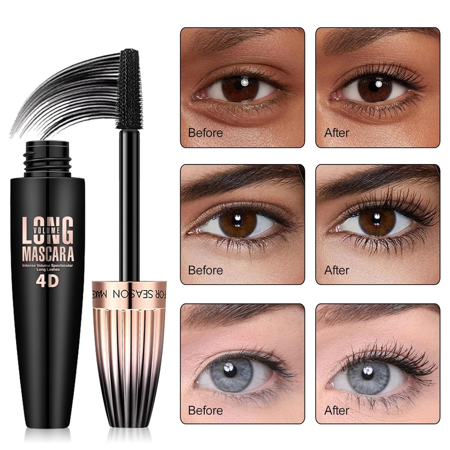 2 Pack 4D Silk Fiber Lash Mascara, Waterproof Very Black Long Lasting Mascara, Lengthening Lifting Multiplying Curling Natural Eyelash Primer Brush, Thickening Softer Lasting All Day, 2 Tube - Image 4