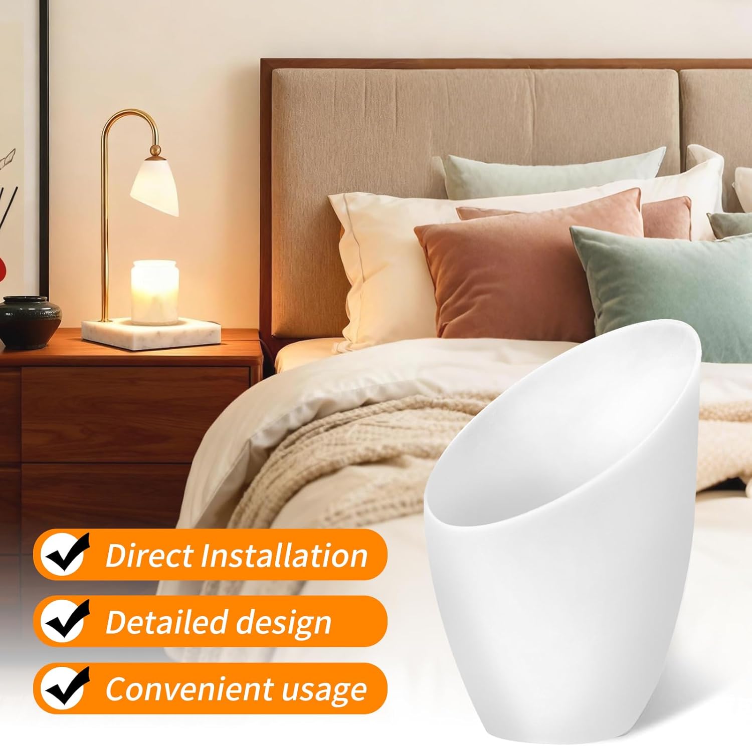 6 Pcs White Horseshoe Lamp Shades (U-Shade) with 1.57" Hole, PE Plastic Shade for Table Lamp & Pendant Light, Tool-Free Installation - Image 6