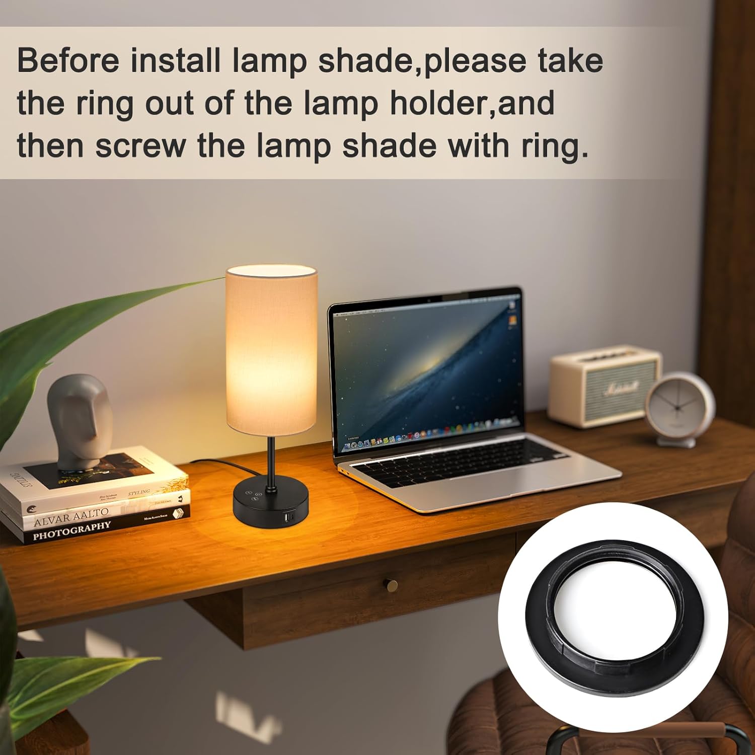 Unicozin Small Table Lamp, 3 CCT 3000K/4500K/6500K & RGB Color Changing, Stepless Dimmable Bedside Lamp for Reading, Touch Control Ambience Nightstand Light for Home Decor Party, Cream Shade - Image 8