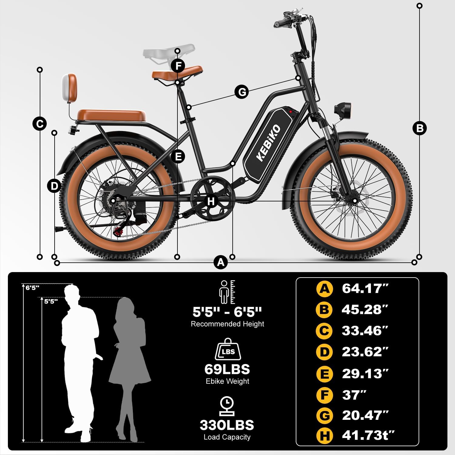 1500W Electric Bike for Adults,48V 20/60Ah Removable Battery Max Range 80Miles & 30MPH Electric Bicycle,20''ร4" Fat Tire Ebike,Adult Electric Bicycles for Commute Beach Snow,E-Bike UL Certified - Image 9