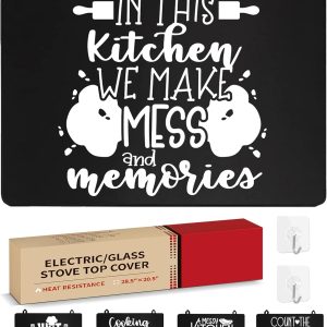 Electric Stove Cover Mat for Glass Cooktop, Decorative Induction Ceramic Electric Range Flat Top Protector - 29 x 21 inch, Black