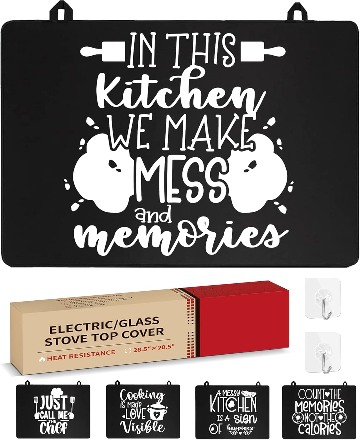 Electric Stove Cover Mat for Glass Cooktop, Decorative Induction Ceramic Electric Range Flat Top Protector – 29 x 21 inch, Black