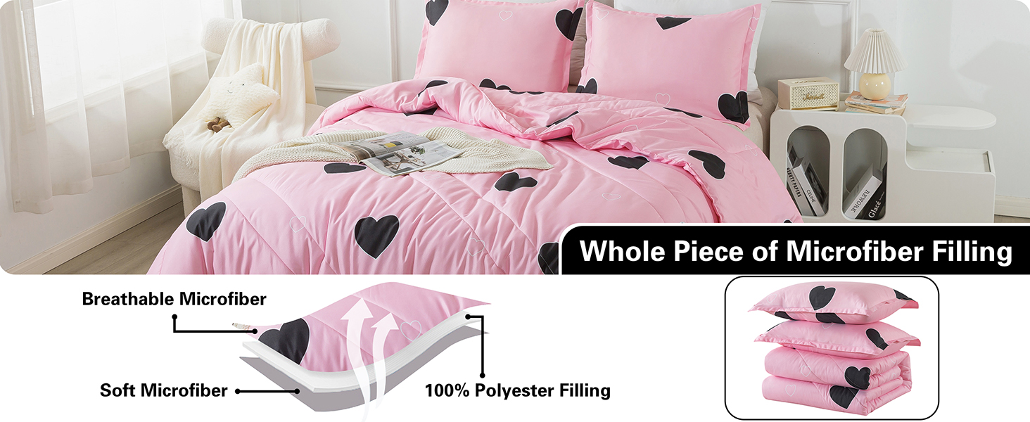 microfiber love pink comforter