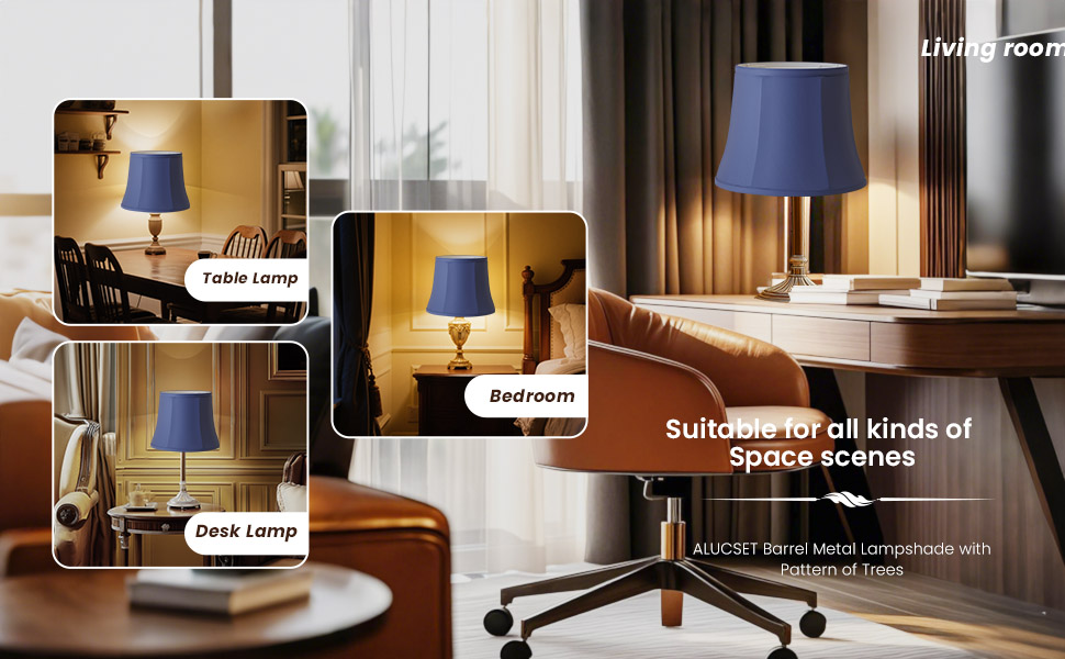 LLA-S2380-SW SWAIFDEE Drum Lamp Shade Set of 2, Gray-Blue Fabric Lampshades