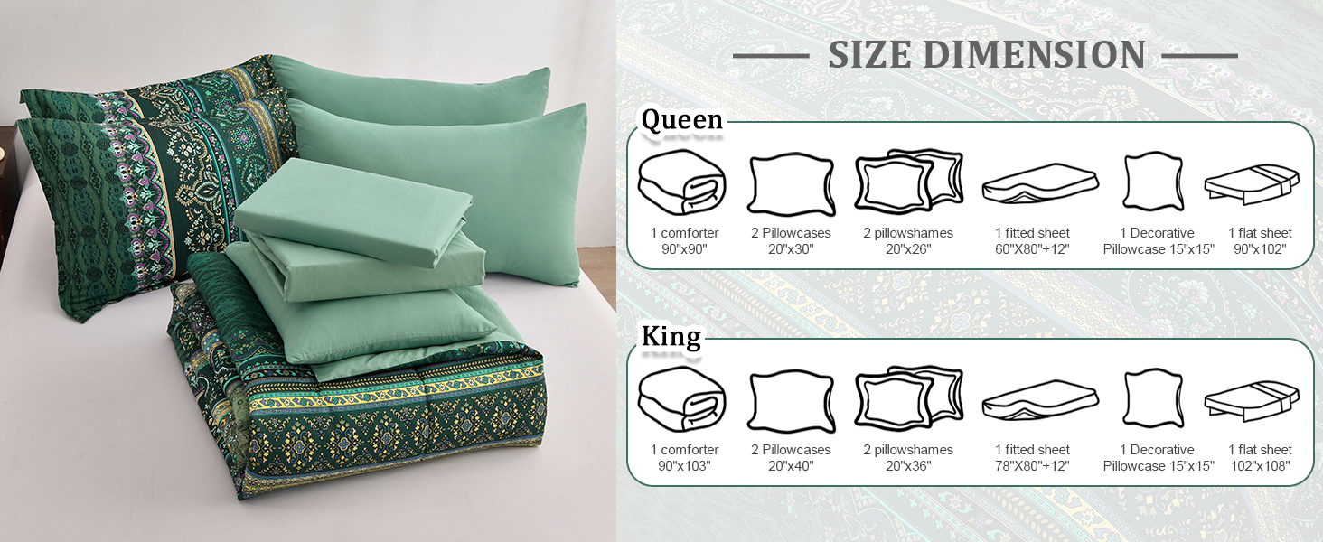 Dark green boho comforter