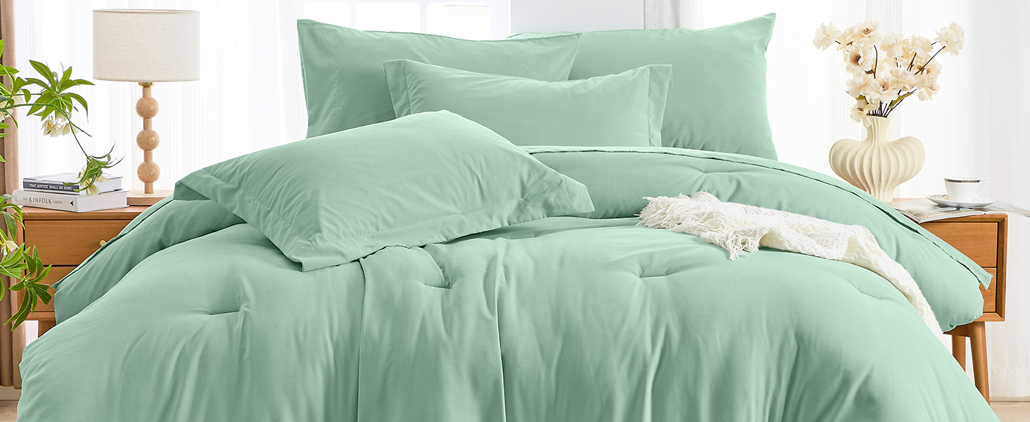 7 Pieces Comforter Set, Soft Bed in a Bag, All Season Bedding Set with Comforter