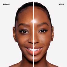 Split image showing a before and after comparison with a vertical white line dividing the image in the center.