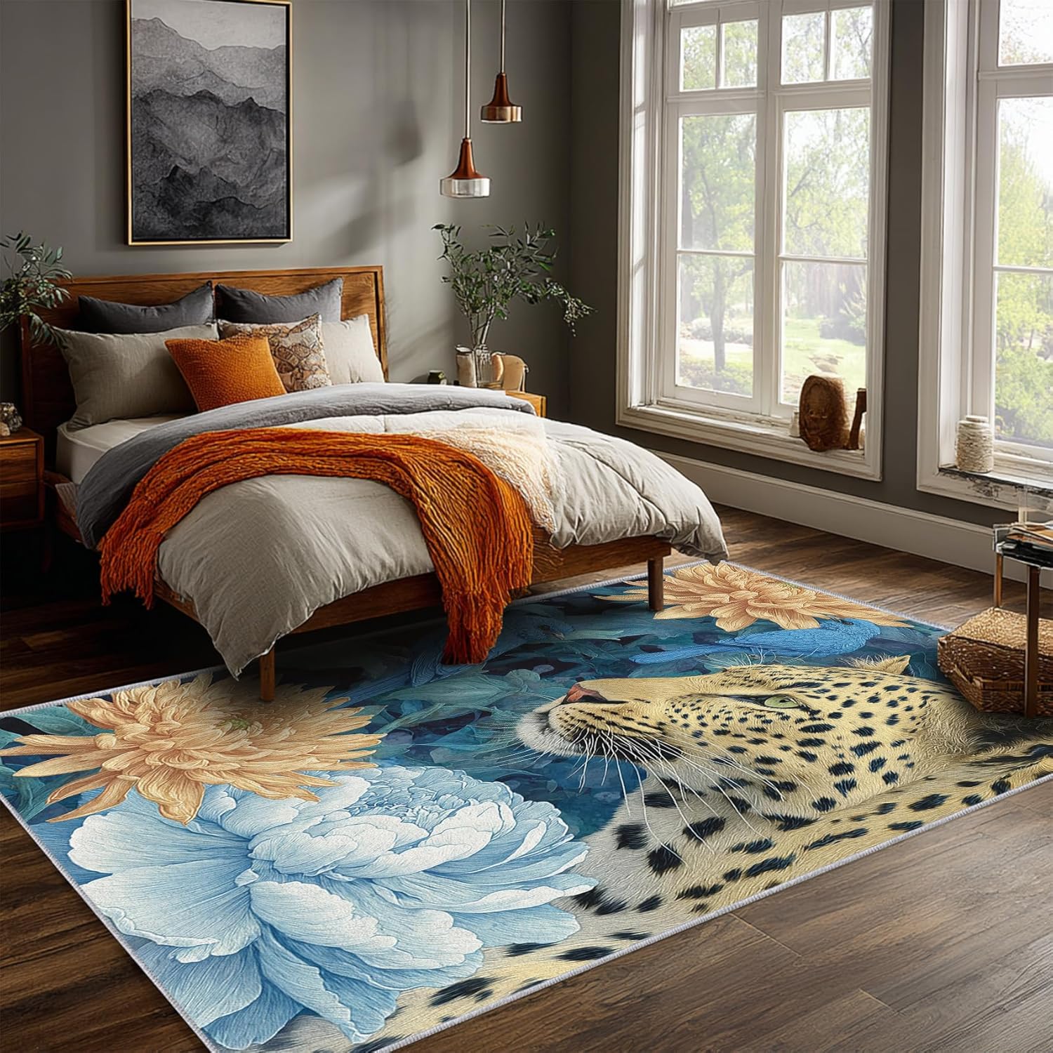 Leopard Rug 4x6 Cheetah Wild Animal Pattern, Washable Living Room Bedroom Area Rugs, Leopard Decor for Home, Soft Non Slip Indoor Carpet, Low Pile Design & J161 - Image 3