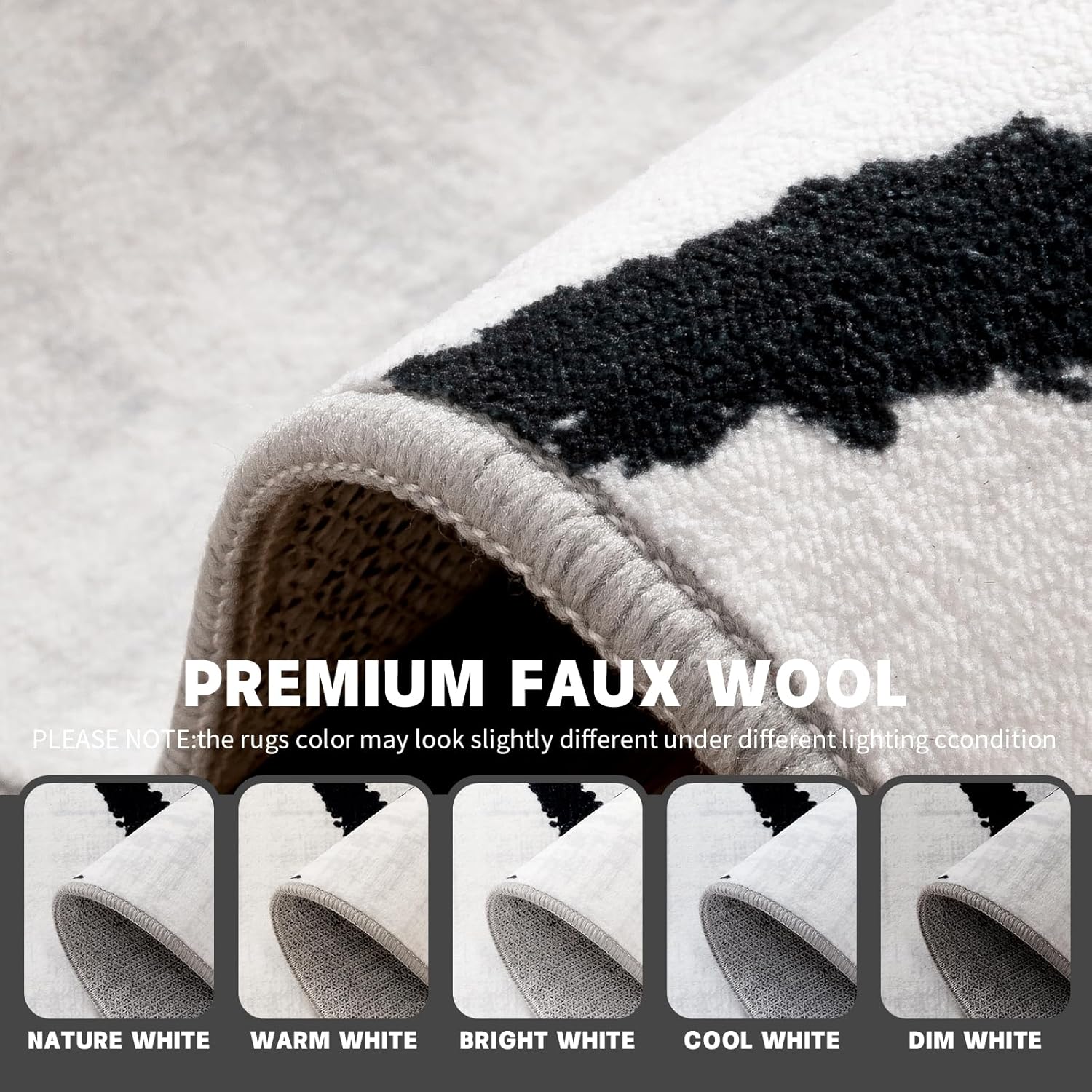 YIHOUSE 6'x9' Black and White Rug- Washable Area Rug for Living Room Bedroom, Large Modern Non-Slip Ultra-Thin Rug Home Decor,Curve,6x9ft - Image 5