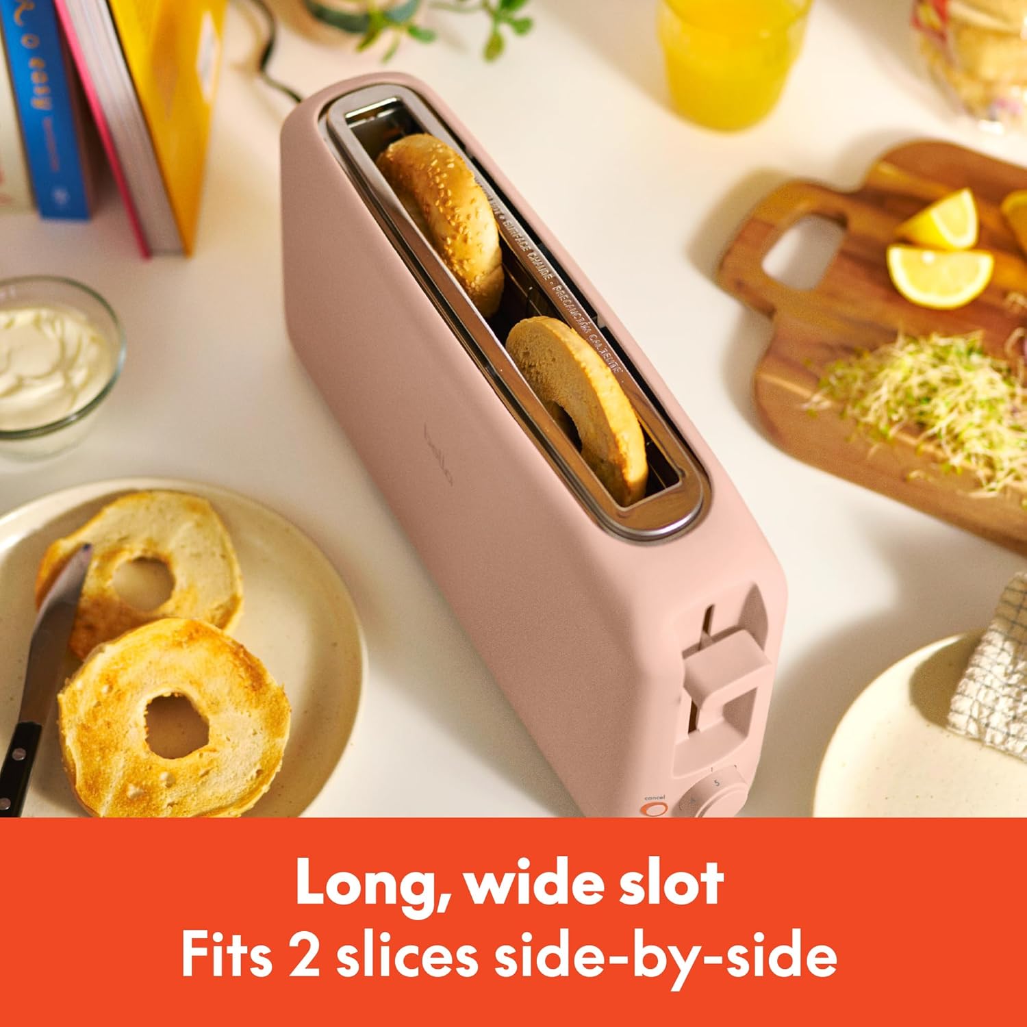 bella 2 Slice Slim Toaster, Fits-anywhere™ Kitchenware, 6 Setting Shade Control with Reheat & Cancel Buttons, Fits sourdough, 10” Long Slot, Anti Jam & Auto Shutoff, 900 Watt, Blossom - Image 5