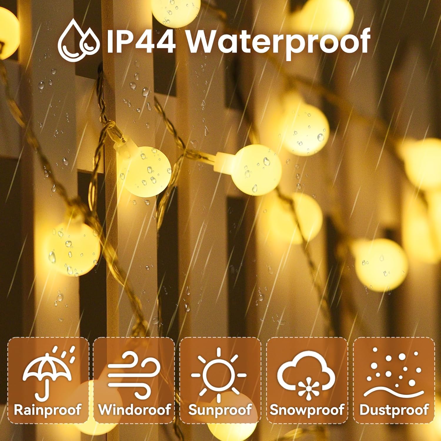 Dailyart Globe String Lights, 100Led 59FT Waterproof Fairy Lights Plug in 8 Modes with Remote Control, Brightness Adjustable &Timing String Lights Indoor Outdoor, Fairy Lights for Bedroom, Warm White - Image 5