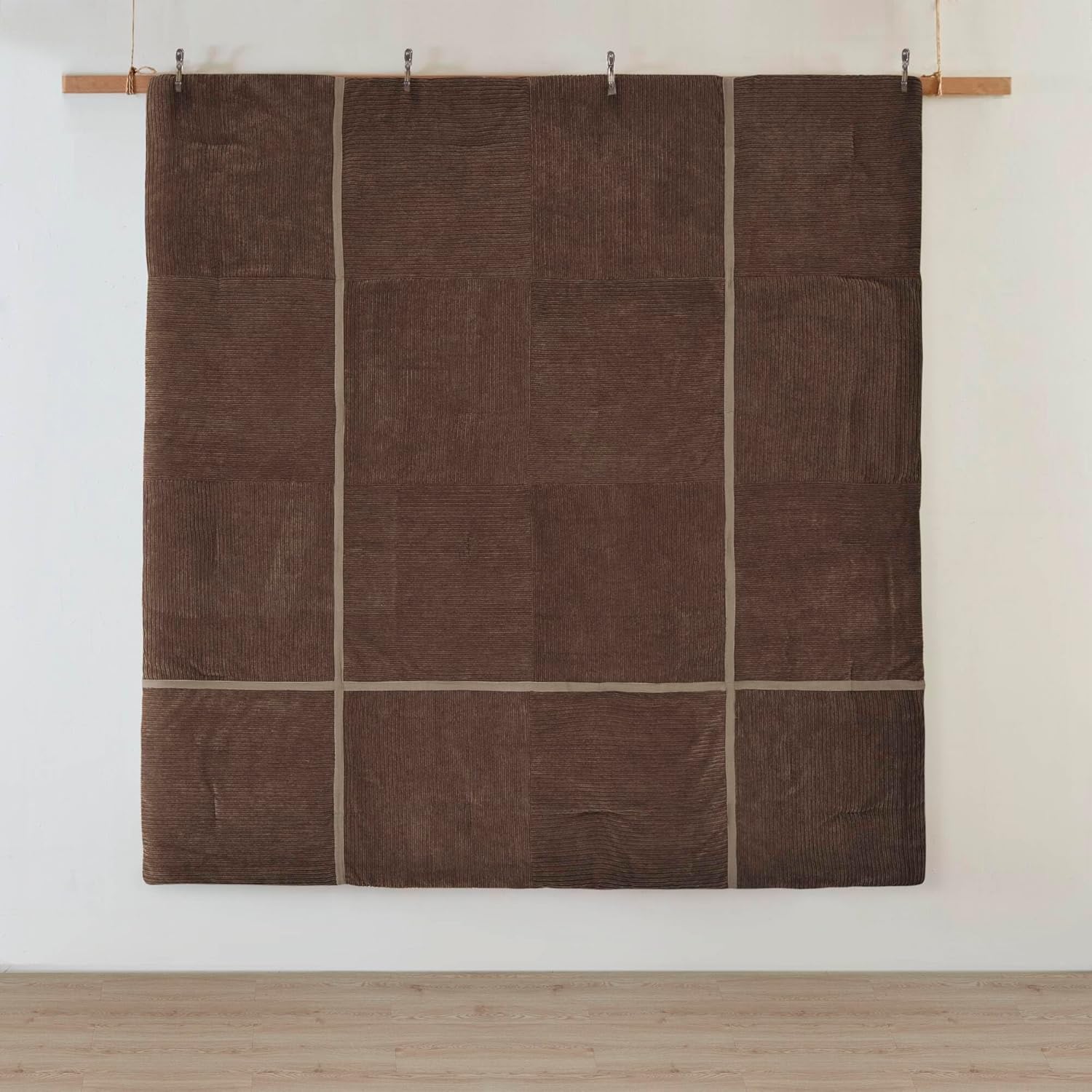 CHARMMA 7 Piece Micro Corduroy Comforter Set Brown Cal King, 104.00x92.00x1.50in - Image 6