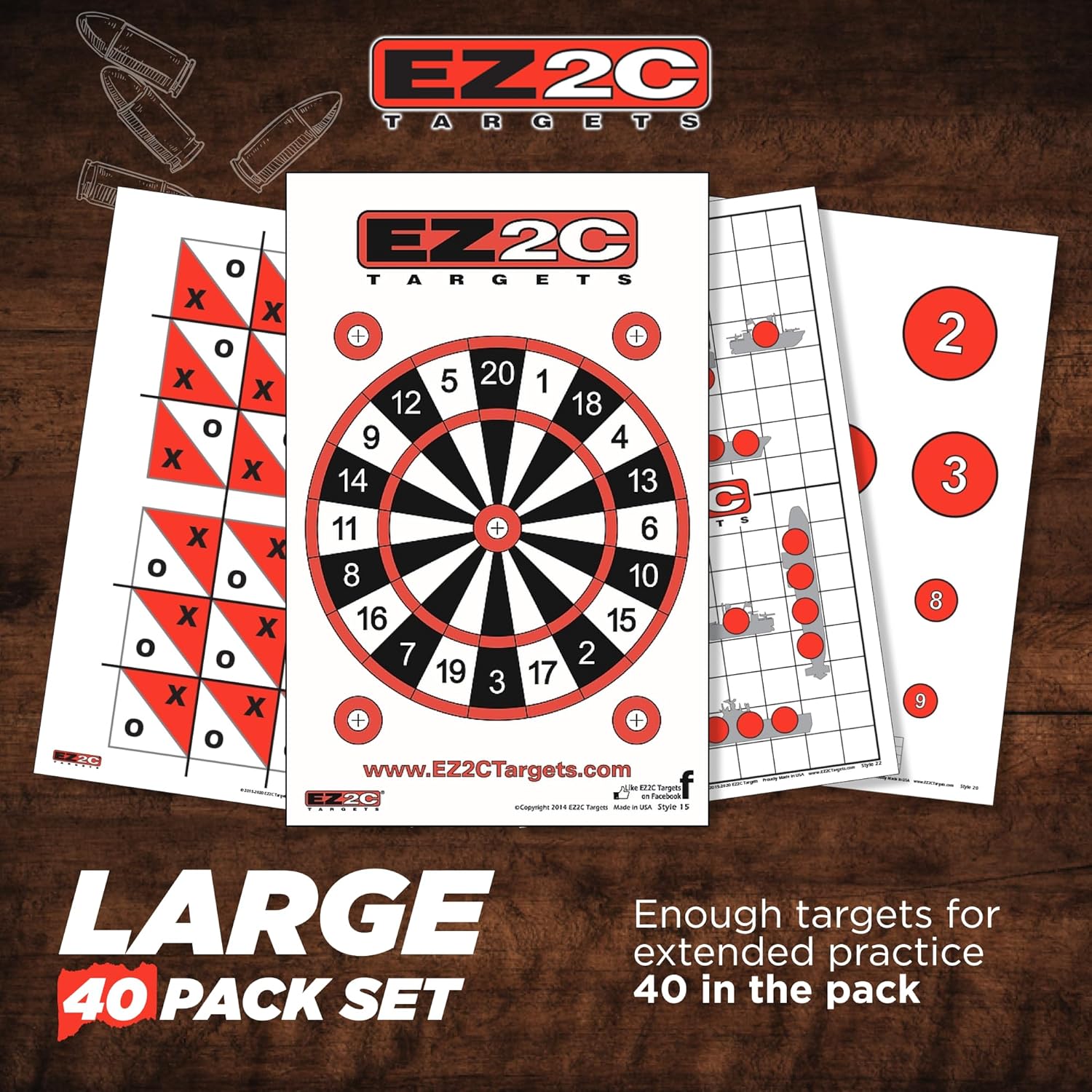 EZ2C Games Styles: Dartboard - Sink The Boats - Tic-Tac-Toe - Reducing Circles - Paper Targets for Shooting Range 11"x17" Fun Gun Range Targets for Shooting USA Made Gun Gifts - Image 3