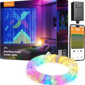 400 RGBIC LEDs Smart Curtain Lights with DIY GIF, 6.6x6.6ft Color Changing Holiday Wall Lights with APP, IP65 Waterproof Christmas String Fairy Lights for Indoor Outdoor Bedroom Window