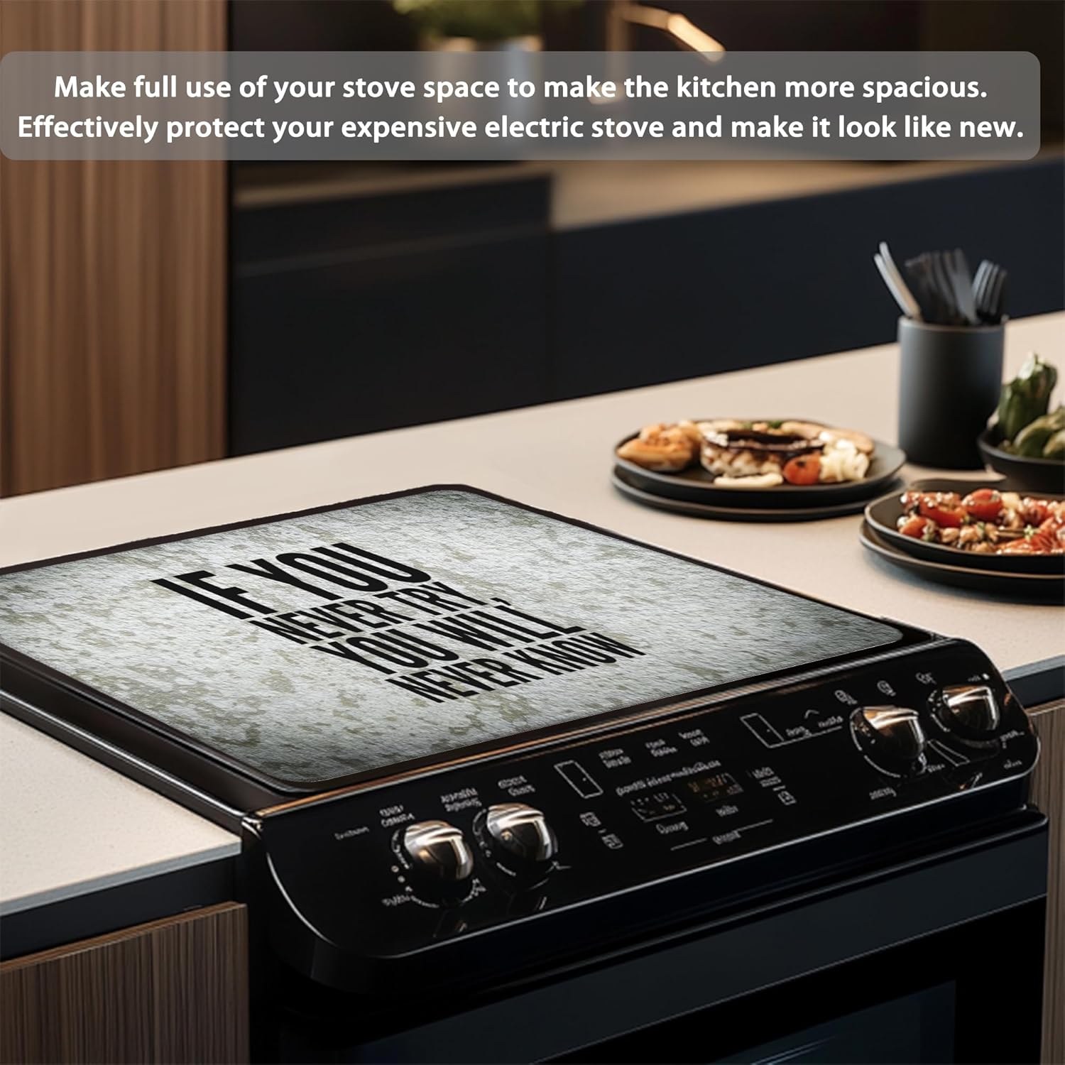 Decorative Electric Stove Cover - Inspirational Quotes Design, Non-Slip Heat Resistant Protector for Smooth/Glass Top Stoves, Fits 28.5'' x 20.5'' (Not for Gas or Coil) - Image 6