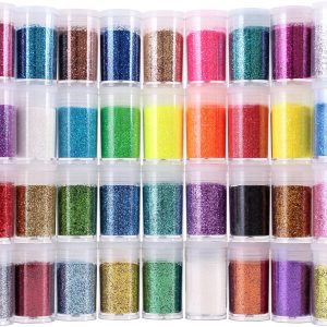 36 Colors Set, Fine Glitter for Resin, Arts and Craft Supplies Glitter, Cosmetic for Body Nail Face Hair Eyeshadow Lip Gloss Makeup, Festival Decoration