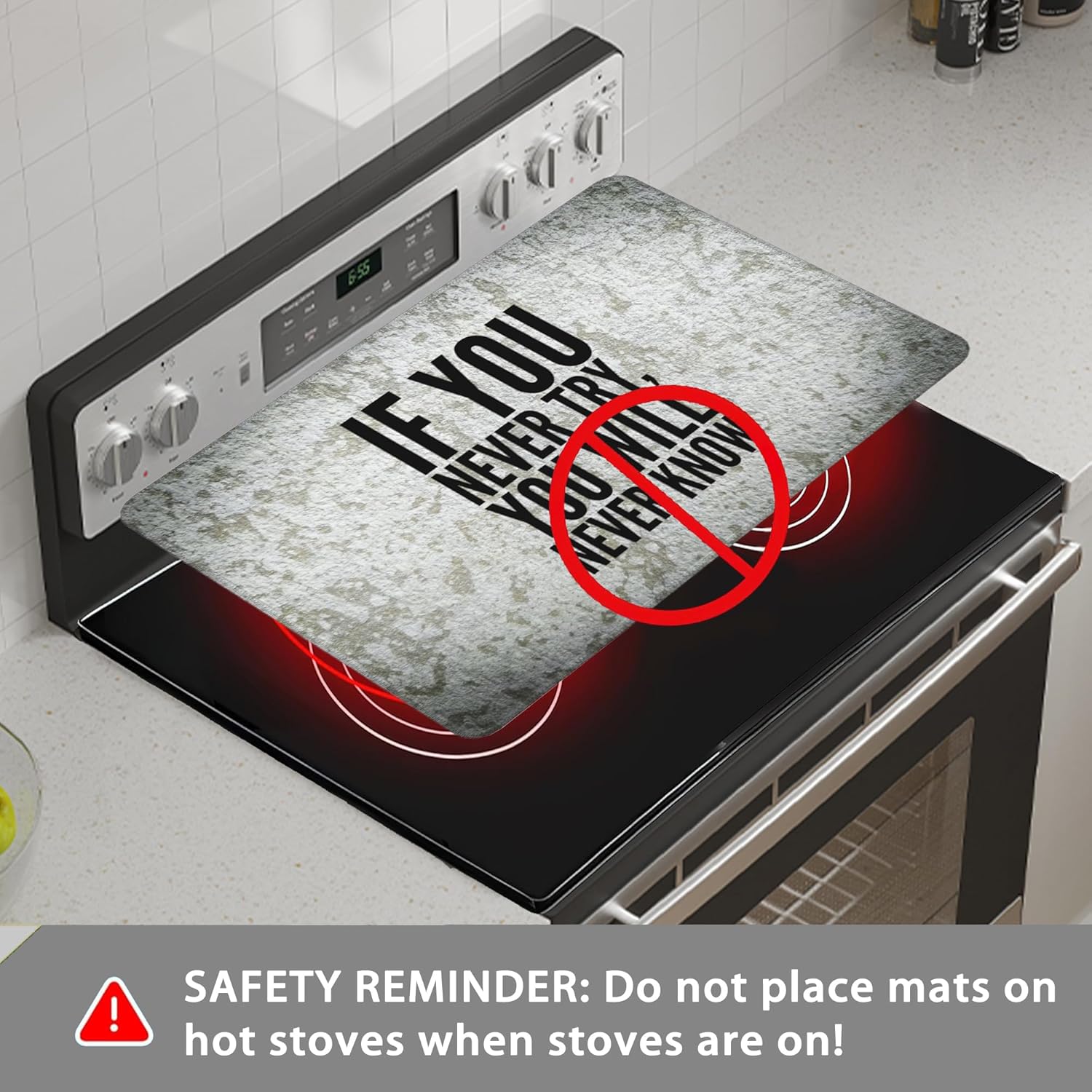 Decorative Electric Stove Cover - Inspirational Quotes Design, Non-Slip Heat Resistant Protector for Smooth/Glass Top Stoves, Fits 28.5'' x 20.5'' (Not for Gas or Coil) - Image 5