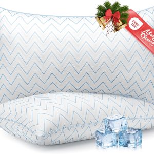 DIORIS Pillows Queen Size Set of 2 - Luxury Hotel Collection Cooling Bed Pillows for Sleeping, Breathable Medium Firm Down Alternative Microfiber Filled Pillows for Back, Stomach Sleepers