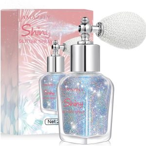 Hair and Body Glitter Spray, Shimmering Powder Sparkle Powder Makeup, Glitter Loose Sparkle Makeup for Body Highlighter,Festival Prom Rave Accessories (Glint-Rainbow)