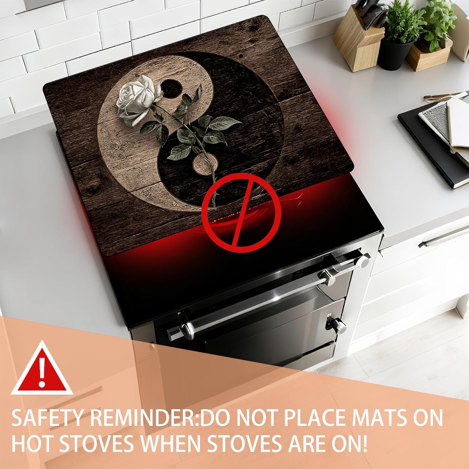 Anti-Slip Electric Stove Top Cover, 28"x20" Foldable Heat-Resistant Glass Stove Top Cover Protector, Multi-Scenario Use Dish Drying Mat, Tai Chi - Image 6