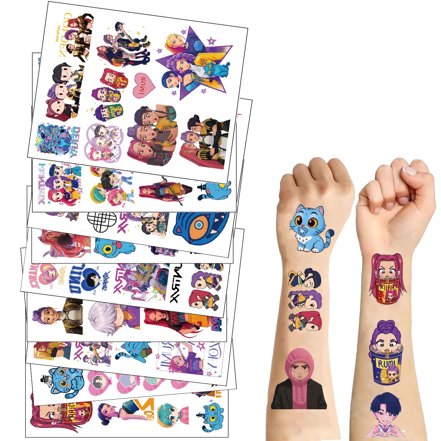 99 PCS Demon Movie Hunters Temporary Tattoos for Kids| 9 Sheets - Image 6